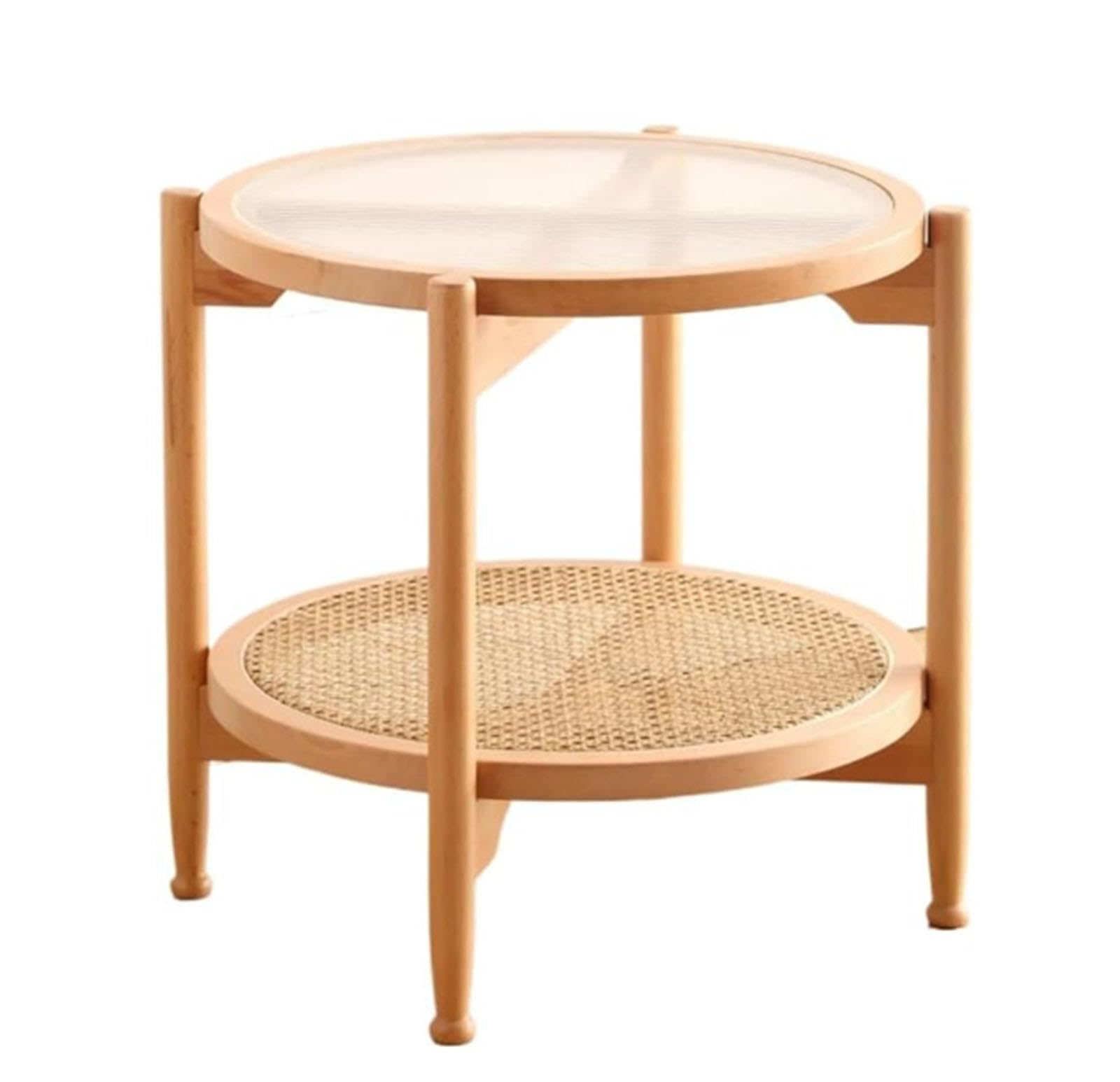 Amazon.co.jp: ミッドセンチュリーモダンな籐コーヒーテーブル、2段